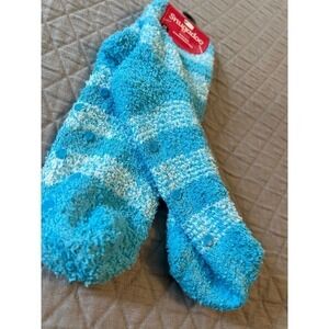 5/ $25 Snugadoo blue stripped fuzzy socks OS